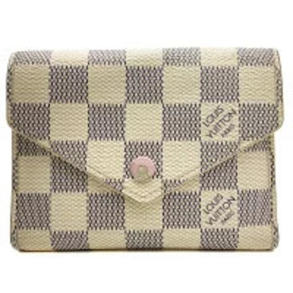 LOUIS VUITTON Portefeuille Victorine Damier Azur White Wallet Compact Wallet